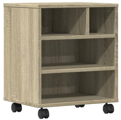 vidaXL Printer Stand with Wheels, Desk Organiser for Office, Printer Table for Fax Machine Scanner Files, Printer Desktop Stand, Sonoma Oak