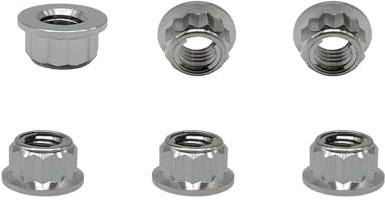 RISON-Titanium 6pcs Tuerca de Titanio M10x1.25mm, Tuercas de Brida Bihexagonal, Tuerca Autoblocantes 12PT Contratuerca de Piñón Motocross, Tuercas de Seguridad Autoblocantes para Bici, Moto
