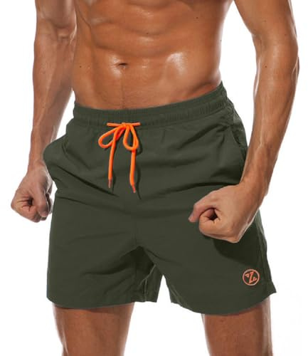 ZOXOZ Snabbtorkande Badbyxor för Män, Surf Boardshorts med Mesh Nätfoder och Justerbar Dragsko