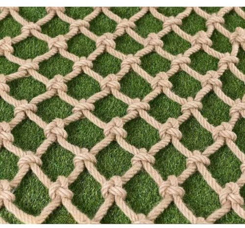 Filet en Corde de Chanvre pour la Sécurité et la Décoration Échelle de Corde pour Enfants et Animaux, Filet de Sécurité pour Escaliers, Balcons et Balustr(Size:1mx5m(3.2x16.4ft),Color:Mesh diamant)