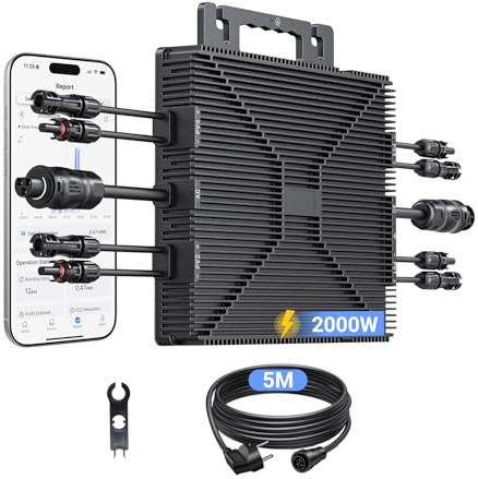 LIONSHEE Mikrowechselrichter 2000W, Wechselrichter Balkonkraftwerk mit WLAN, Plug & Play, App Steuerung, 5M AC-Kabel, PV-Wechselrichter, MPPT Integrierter