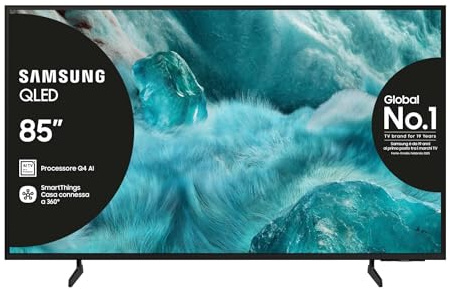 Samsung QLED 4K Vision AI Smart TV 85'' QE85Q7F4AUXZT, Q4 Processor, 100% Volume Colore con Quantum Dot, Motion Xcelerator, OTS Lite & Adaptive Sound, SlimLook Design, 2025