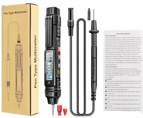 BASSFLY Multimètre numérique de Type Stylo, 4000 Points, testeur Professionnel de Tension AC/DC Automatique sans Contact, testeur de diodes Ohm Multimetre Professionnel