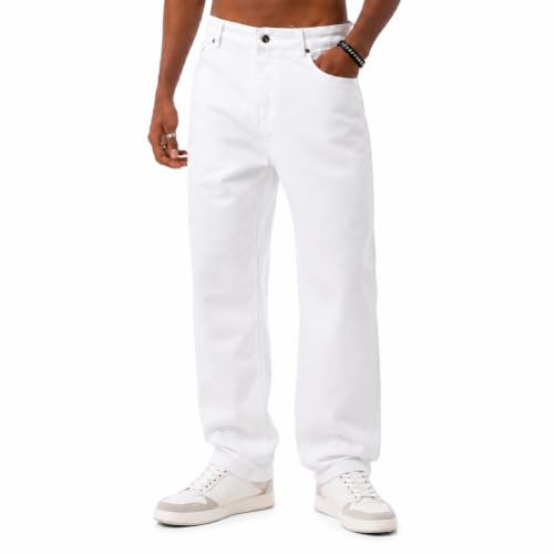 Pantalon en jean – Coupe droite avec style 5 poches – Jean classique coupe droite pour les loisirs et le streetwear