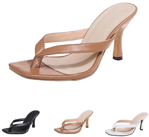 flip flops damer elegant med klack, tåseparator damer med fotsäng 2025 öppna skor, remmar, kvällsskor med kvadratiskt huvud, tofflor, pantoletter, fashionabla sommarskor, lätta kontorsskor