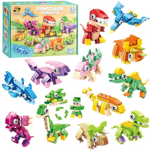 Cadeau Anniversaire Enfants Invités, 12 Jeux de Briques de Constructions, Kits de Construction 3 en 1, 36 Modèles de Construction Différents, Jouet Éducatif STEM Idéal pour Filles Garçons 3-12 Ans