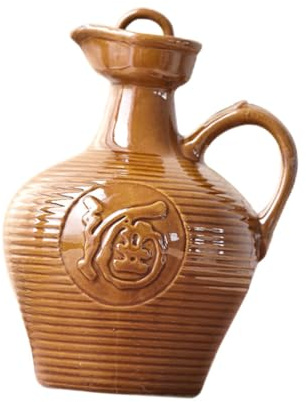 DIYEAH Cruche à Vin Céramique Portable avec Poignée Isolante Design Rétro Bouchon Étanche Pichet à Vin Multifonction pour Maison et Décoration