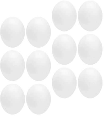 iplusmile 12 Pezzi Uova Finte Canarini in Plastico Bianche, Leggere e Sicure, per Simulazione Cova e Decorazione Gabbie di Uccelli Esotici