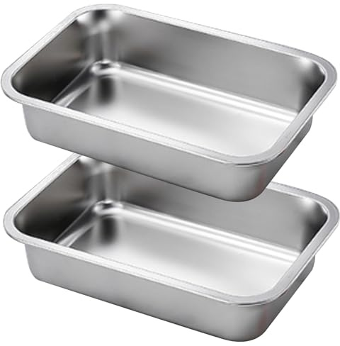 CAKEEYUM 2 moldes para lasaña de 9.0 x 13.0 in, de Acero Inoxidable, rectangulares, para Tartas, apilables, para Hornear Profundo, para Galletas, cazuela de Brownie, sartenes de Acero Inoxidable