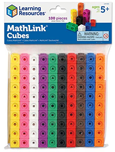 Learning Resources MathLink Steckwürfel, 100-teiliges Set, Kinder ab 5 Jahren, Mathe Würfel zum Zählen, Muster Legen und Feinmotorik trainieren, Lernspielzeug in 10 Farben