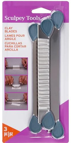 Sculpey 3-Piece Clay Blades, Rigid Wavy & Flexible Stainless-Steel Slicers