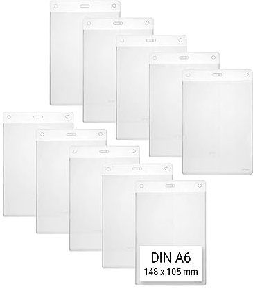 Karteo Ausweishüllen DIN A6 148 x 105 mm vertikal [10 Stück] Ausweishülle hochkant Kartenhüllen aus Plastik Weichplastik für Ausweise