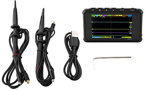 Mini Kit de Osciloscopio Digital, DS213 Osciloscopio de Bolsillo Digital de 4 Canales 100MSa / s, Ancho de Banda de 15 MHz, Pantalla de 3 Pulgadas, Resolución 400 × 240, Interfaz Micro USB