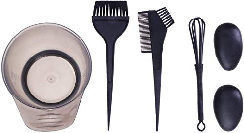 POFET 5-teiliges Haarfärbe-Set, Haarfärbe-Pinsel und Schüssel, inkl. Haar-Tönungsschale, Färbepinsel, Ohrabdeckung und Farbmischer, Haarfärbe-Applikator (schwarz)