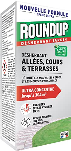 RoundUp Désherbant Concentré Multi-usages 700mL à base d'acide Pélargonique - Jusqu'à 304m²- Effets visibles en 1h