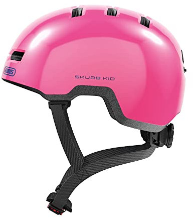 ABUS Kinderhelm Skurb Kid - robuster Fahrradhelm im Skater-Look mit Platz für einen Zopf und vielfältigen Designs - für Mädchen und Jungen - Pink Glänzend, Größe M