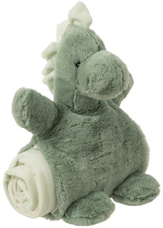 J-Line Kuscheldecke Baby für Mädchen und Jungen mit Kuscheltier, Geschenk zur Geburt, 2 TLG. Set Flauschige Babydecke mit Dino Plüschtier, Kleinkind ab 0+ Monate