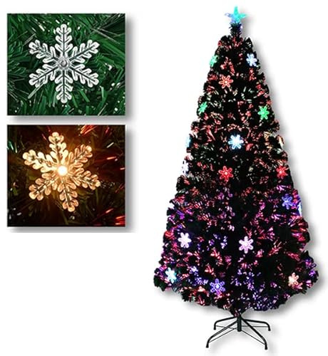 YUENFONG 210cm PVC Künstlicher Weihnachtsbaum mit LED Glasfaser Schneeflocken Weihnachtsbaum Kiefernnadel Tannenbaum Weihnachtsdeko für Weihnachten, Garten, Geschäften(210cm)