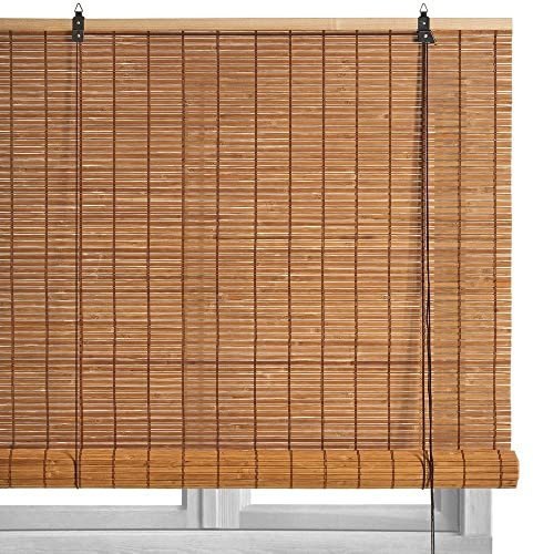 LOLAhome - Persiana Estor Enrollable de bambú Natural de Estilo rústico para Dar Sombra, protección Solar o escurecer Puertas o Ventanas (Natural Tostado, 120X180 CM)