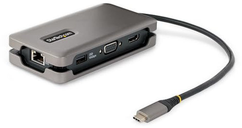 StarTech.com Adattatore Multiporta USB C - Docking Station USB Type C con HDMI/VGA 4K60Hz - Hub USB a 3 porte (1x ricarica) - PD 100W GbE - Mini Dock USB C HDMI/VGA - Cavo da 30cm (DKT31CDHPD3)