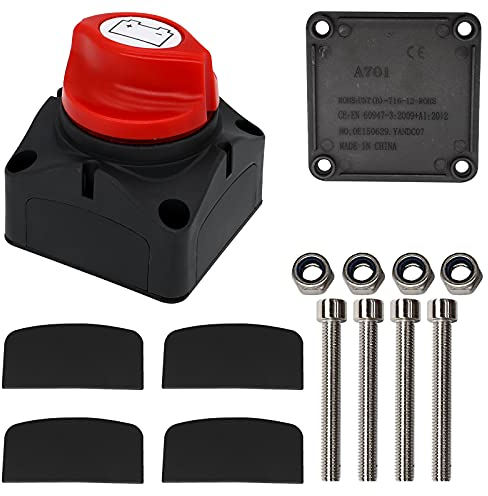 Batterietrennschalter 12V 24V 48V 300A Dauerstrom - 2-Positionen Hauptschalter für Auto, LKW, Boot, Wohnmobil, ATV, Motorrad - Wasserdichter Batterie Trennschalter