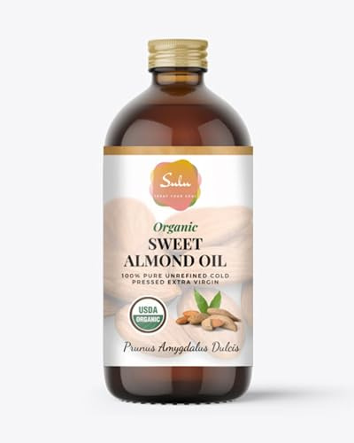 SULU ORGANICS Sweet Almond Oil- USDA Organic old Pressed Unrefined Virgin Sweet Almond Oil(16 oz)