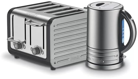 Dualit Architect Kettle and 4 Slice Toaster Set (4 Slot Toaster x 1.5L Kettle, Mignight Grey)