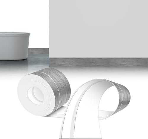 LIHIQIYA Rodapiés Flexibles y Plegables, Adhesivo PVC para Zócalos y Encimera, 50x20mm, Gris Madera