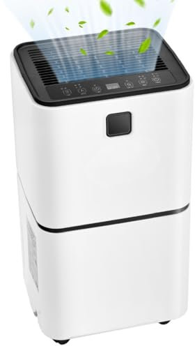 HOMFME 12L/Day Electric Dehumidifier, Mini Air Dehumidifier with Digital Humidity Display, 3 Modes, Laundry Drying, Continuous Drainage, Auto-Off, Portable Dehumidifiers for Bedroom Garage (12H Timer)