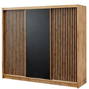 AGMAT-FURNITURE Schwebetürenschrank Durres 250 L, 3 Türen Kleiderschrank, Moderne Garderobe, Schrank in Größe: 250 x 215 x 60 cm
