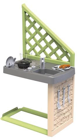 Smoby Life - Cuisine d'été - Compatible avec de Nombreuses Maisons - Plaque Grill, Evier avec Robinet - Matière Recyclée - A Partir de 2 Ans - Fabrication Française