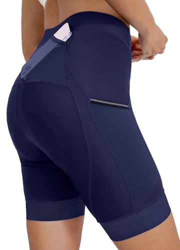 ARSUXEO Premium 4D vadderade cykelshorts dam cykelshorts cykelshorts cykelshorts 3 fickor, Mörkblått, L