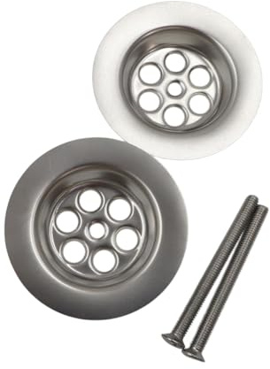Gurtt Tapa de desagüe para bañera - Paquete de 2 Tapones de rebosadero de Acero Inoxidable Plateado con Tornillos, Tapa de desagüe Duradera para bañeras