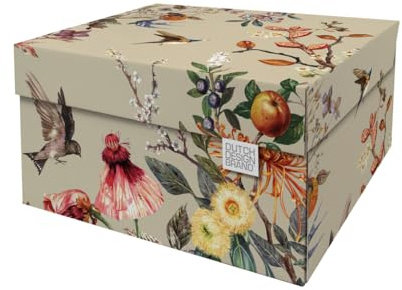 DDB Dutch Design Brand Aufbewahrungsbox mit Deckel – Aufbewahrungsboxen – FSC-zertifizierter, recycelbarer Karton (Größe: 38,9 x 31,8 x 21,1 cm) (Druck: Frühlingszeit, Springtime)