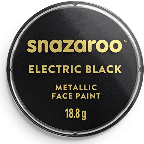 Snazaroo Metallic Face and Body Paint for Kids and Adults, Electric Black Colour, Water Based, Easily Washable, Non-Toxic, Makeup, Body Painting for Parties, for Ages 3+