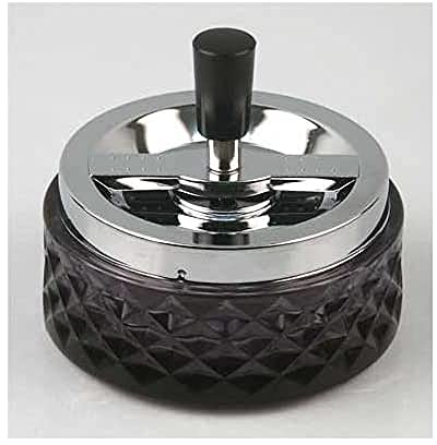 HA Aschenbecher chrom/Rauchglas 12cm, 732 g, Schwarz, Silber