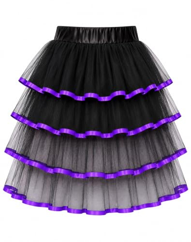 Yummy Bee - Tutu kjol kvinnor - svart lång volang tutu burlesk - maskeraddräkt halloween tutu - plusstorlek 6-24