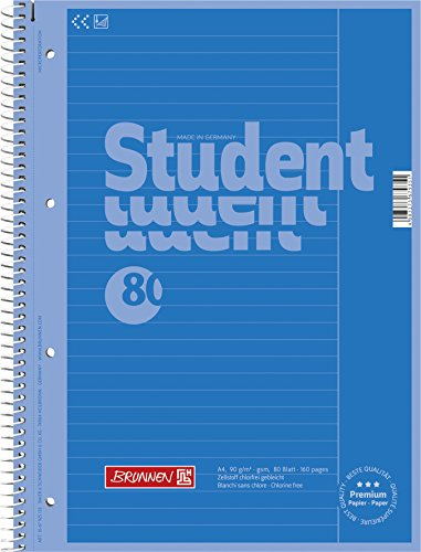 BRUNNEN Collegeblock Premium Student Colour Code | A4, Lineatur 25, 80 Blatt, azur