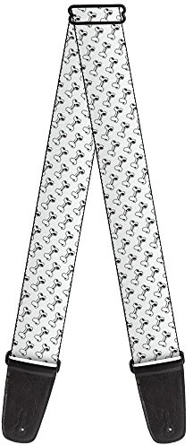 Buckle-Down Guitar Strap Dog Bone White Black 2 Inches Wide