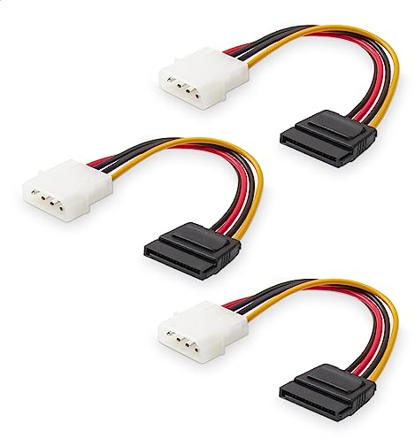 Cable Matters 3er-Pack 4-Pin Molex zu Sata StromKabel (Molex SATA Adapter Kabel, Sata zu Molex) - 15 cm