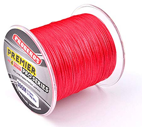 Geflochtene Schnüre Geflochtene Angelschnur, Schnur Fishing Line Meeresschnur Super Braided Schnüre Geflechtschnur schnelleres Absinken,zusätzliche Empfindlichkeit,Abriebfestigkeit 300M (Rot)