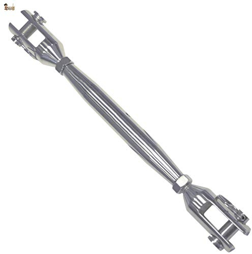 BricoLoco Tensor cable de acero, cuerda. Inoxidable horquilla - horquilla. Tubular cuerpo cerrado. Especial náutica inox A4 AISI 316. (M-16 (305 a 460 mm.), 1)