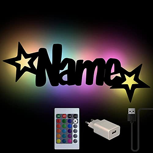 Sternen Name Personalisiert Farbwechsel Wand-Licht Nachtlicht Geschenke mit Namen Schlummerlicht Holz Wand-Lampe I USB + Fernbedienung