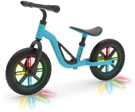 Chillafish Kids Balance Bike with Light-Up Wheels | Charlie Glow Lightweight Push Bike with Adjustable Seat & Handlebar | 10 Wheels & Carry Handle | Pedal-Free Toddler Ride | Age 18 Months - 4 Years