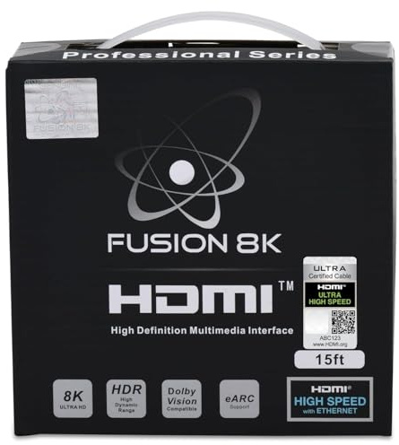 Fusion8K Cavo certificato HDMI 2.1 supporta 10K 8K @60Hz e 4K @120Hz compatibile con tutti i televisori, BluRay, Xbox Series X, PS5 (4,5 m)