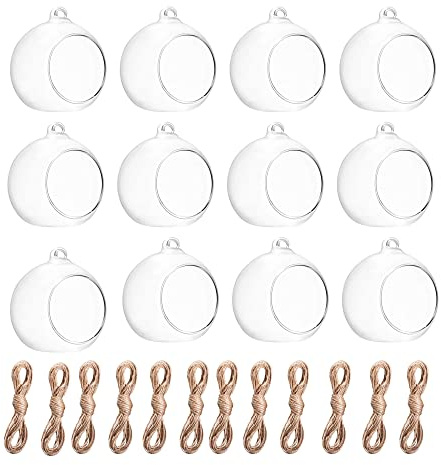 BlogBlog Hanging Glass Candle Holder, Globe Glass Tea Light Holder, Hanging Glass Vase, Flower Plants Terrarium, Glass Orbs Container, Micro Landscape DIY for Home, Office, Wedding (2.36 12Pcs)