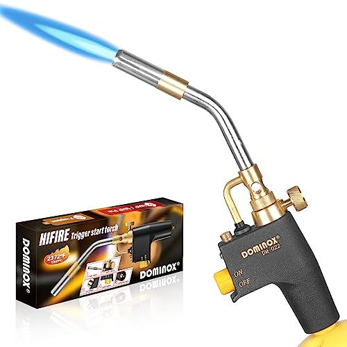 DOMINOX Tête de torche au propane, haute intensité, déclencheur à gaz, torche à souder pour réservoir de propane, MAP, soudure, allumage, barbecue, éclairage (réservoir de gaz non inclus)