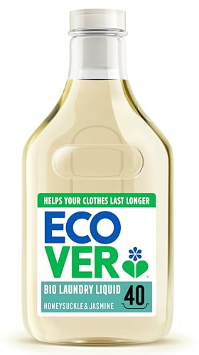 Ecover Concentrated Bio Laundry Detergent, Laundry Washing Liquid, Fresh Honeysuckle & Jasmine Scent 1x 40 Washes, 1x 1.43L