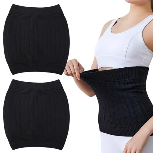 BORDEAG 2 Stück Winter Nierenwärmer, Nierenwärmer Damen, Winter Kaschmir Nierenwärmer, Rückenwärmer, Elastisch Taille Wärmer Unterstützung Leibwärmer