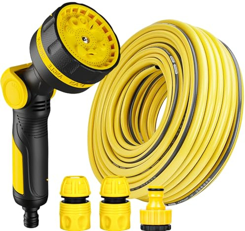 Comfort - Tuyau d'arrosage - 13 mm (1/2), 10 m, 20 m, 30 m - Sans pli - Tissu croisé - Avec raccords en 3/4 et 1/2 - Spray 10 fonctions (10 m/10 m)